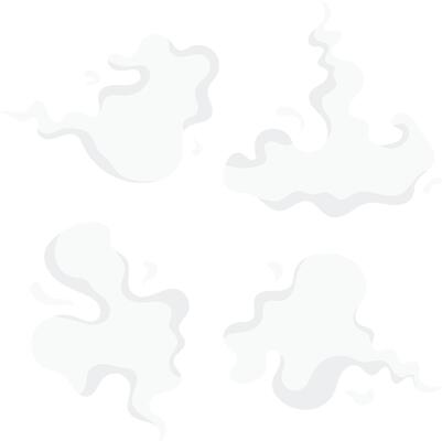 Cartoon Smoke Cloud in Abstract Design Style. Isolated on White Background, Vector Illustration.