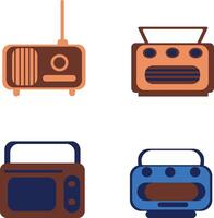 antiguo radio estéreo icono. con clásico dibujos animados diseño. aislado vector colocar.