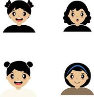 Collection Children Avatars. Isolated on White Background. Flat Cartoon Vector Illustration