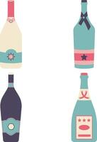 Collection of Various Bottles. Flat Cartoon Style. Isolated Vector Icon