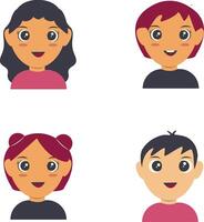 Set of Children Avatars. Cartoon Characters. Isolated Vector Illustration