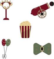 Circus Carnival Equipment In Vintage Design. Cartoon Vector Illustration.