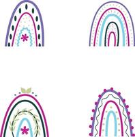 Hand Drawn Rainbow Boho. Cute Pastel Color, Isolated On White Background vector