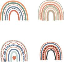 Rainbow Boho Icon Set. Scandinavian Style, On White Background. vector