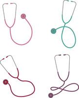 Set of Stethoscope Medical. Simple Design. Isolated On White Background. Vector Icons