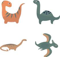 adorable dinosaurios ilustración recopilación. plano dibujos animados estilo. aislado en blanco antecedentes. vector