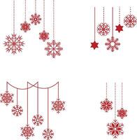Navidad copos de nieve colgando decoración. para nuevo año antecedentes. vector ilustración
