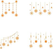 Christmas Snowflakes Hanging. Simple Decoration Elements. Vector Illustration.