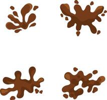 Set of Chocolate Splash. Chocolate Drops and Stains. Vector Illustration