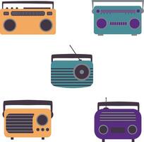 Old Radio Stereo Set. Classic Style, Vector Icons