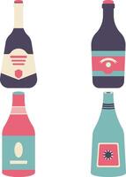 Collection of Various Bottles. Flat Cartoon Style. Isolated Vector Icon