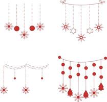 Christmas Snowflakes Hanging Illustration. Flat Style, Isolated On White Background vector