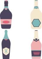 Collection of Various Bottles. Flat Cartoon Style. Isolated Vector Icon