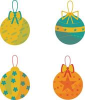 Christmas Ball Decoration Element. Flat Cartoon Style, For New Year Ornament. vector