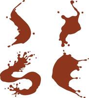 Chocolate Splash Illustration. In Simple Design. Isolated Vector Set.