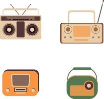 Collection of Old Radio Stereo. Vintage Design and Shapes. Vector Illustration