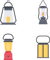 conjunto de cámping linterna lámpara. con Clásico dibujos animados estilo. vector ilustración