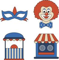 Carnival Circus Equipment. With Vintage Cartoon Style. Isolated on White Background. Vector Illustration