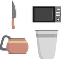 Kitchen Appliances with Flat Cartoon Style. Isolated Vector Illustration