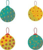Christmas Ball Decoration Element. Flat Cartoon Style, For New Year Ornament. vector