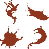 Chocolate Splash Illustration. In Simple Design. Isolated Vector Set.