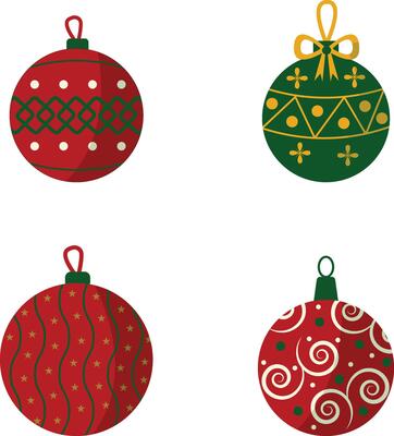 Christmas Ball Decoration For Winter Tree Ornament. Isolated on White Background