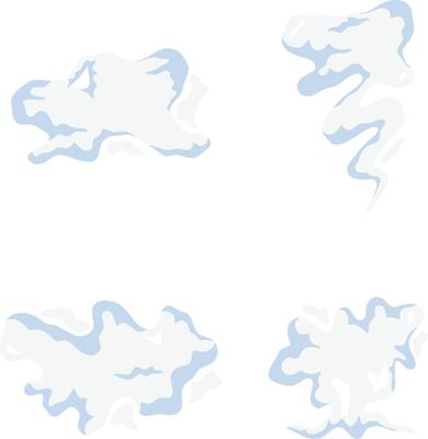Collection of Cartoon Smoke Cloud. In Different Shapes. Isolated Vector Illustration.