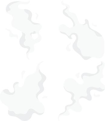 Cartoon Smoke Cloud in Abstract Design Style. Isolated on White Background, Vector Illustration.