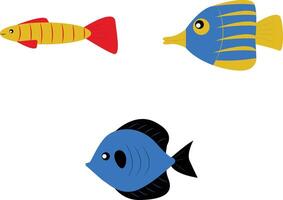 Adorable Fish Illustration. Flat Cartoon, Isolated Vector Set