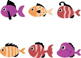 Adorable Fish Illustration. Flat Design Style, Isolated Vector Set