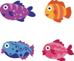 Adorable Fish Illustration. Flat Cartoon Design and Shapes. Isolated On White Background vector