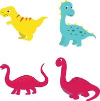 Adorable Dinosaurs Illustration Set. Isolated Vector in Cartoon Style.