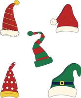 Collection of Christmas Santa Hat. Simple Design, Vector Illustration