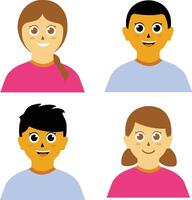 Set of Children Avatars. In Flat Cartoon Style. Isolated Vector Icon