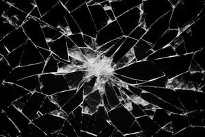 AI generated Destructed shattered glass stock photo with sharp pieces.