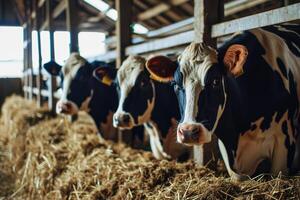 AI generated Modern free stalls for dairy cows. photo