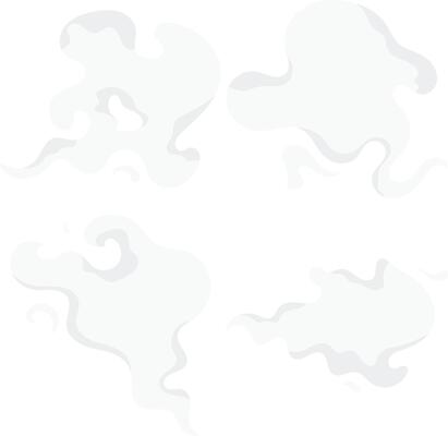 Cartoon Smoke Cloud in Abstract Design Style. Isolated on White Background, Vector Illustration.