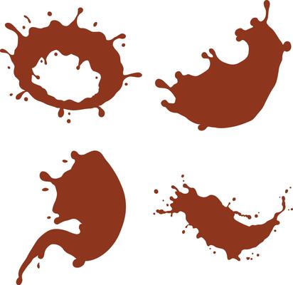 Chocolate Splash Illustration. In Simple Design. Isolated Vector Set.
