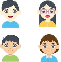 Children Avatars Icons. Flat Cartoon Design and Shapes. Isolated Vector Set.