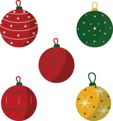 Christmas Ball Decoration For Winter Tree Ornament. Isolated on White Background