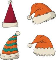 conjunto de Navidad Papa Noel sombrero. aislado en blanco antecedentes. vector ilustración