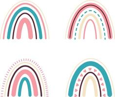 arco iris boho con resumen decoración. aislado en blanco antecedentes. vector