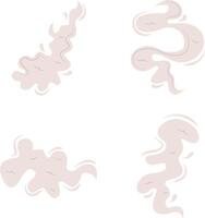 Cartoon Smoke Cloud With Flat Cartoon Style. Isolated on White Background. Vector Illustration Set.