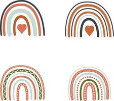 Rainbow Boho Icon Set. Scandinavian Style, On White Background. vector