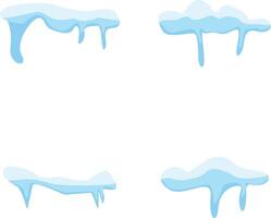 Snowcap Border Elements. Collection of Melting Ice. Vector Illustration