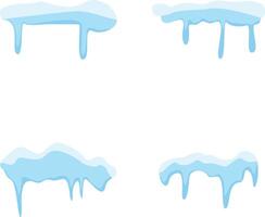 Snowcap Border Elements. Collection of Melting Ice. Vector Illustration