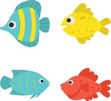 Adorable Fish Illustration With Cartoon Design. Isolated on White Background vector