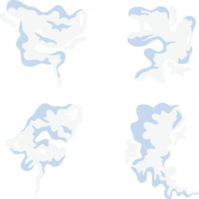 Collection of Cartoon Smoke Cloud. In Different Shapes. Isolated Vector Illustration.