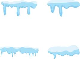 Snowcap Border Elements. Collection of Melting Ice. Vector Illustration