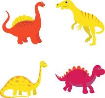 Adorable Dinosaurs Illustration Set. Isolated Vector in Cartoon Style.